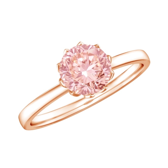 Rosec Jewels Lab Grown Pink Diamond Solitaire Engagement Ring - 1 Carat - Fancy Pink Color VVS Clarity - Gift for Special Occasions, 14K Rose Gold, US 6.00