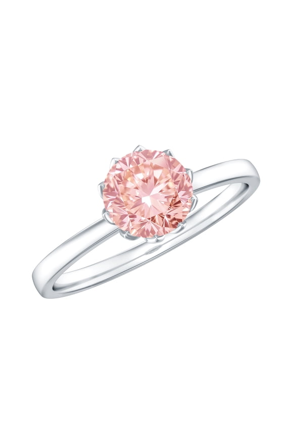 IGI Certified Lab Grown Pink Diamond Solitaire Engagement Ring - 1 Carat - Fancy Pink Color and VS1 Clarity - Gift for Special Occasions, 925 Sterling Silver, US 4.00