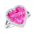thumbnail image 1 of Rosec Jewels Lab Grown Pink Sapphire Heart Engagement Ring with Diamond Halo (5.6 Carat, AAAA Grade) - Gift For Special Occasions, 925 Sterling Silver, US 4.00, 1 of 9
