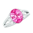 thumbnail image 1 of Rosec Jewels Lab Grown Pink Sapphire Ring for Women with Moissanite - 8X10 MM Oval Shape Sapphire, 10K White Gold, US 11.00, 1 of 9