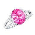 thumbnail image 1 of Rosec Jewels Lab Grown Pink Sapphire Oval Engagement Ring - 4 Carat - AAAA Grade - Sapphire Diamond Ring with Split Shank, 14K White Gold, US 12.00, 1 of 8
