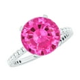 thumbnail image 1 of Rosec Jewels Lab Grown Pink Sapphire Solitaire Ring with Diamond Side Stones - 10 mm, 18K White Gold, US 6.00, 1 of 7