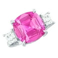 thumbnail image 1 of Rosec Jewels Lab Grown Pink Sapphire Cushion Cut Engagement Ring (12 mm, AAAA Grade) - Sapphire Moissanite Ring - with Jewelry Box, 14K White Gold, US 7.00, 1 of 8
