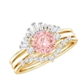 thumbnail image 1 of Rosec Jewels IGI Certified Lab Grown Pink White Diamond Bridal Ring Set - Fancy Pink Color and VS1 Clarity - Pink Diamond Ring With 2 Enhancers, 10K Yellow Gold, US 13.00, 1 of 9