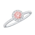 thumbnail image 1 of Rosec Jewels IGI Certified Lab Grown Pink White Diamond Engagement Ring 1 Carat - Fancy Pink Color and VS1 Clarity Pink Diamond, 14K White Gold, US 11.50, 1 of 8
