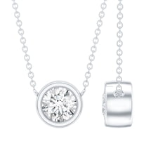 Rosec Jewels - Lab Grown Solitaire Diamond Circle Pendant (5 mm, 1/2 Ct EF-VS Quality Certified), 925 Sterling Silver