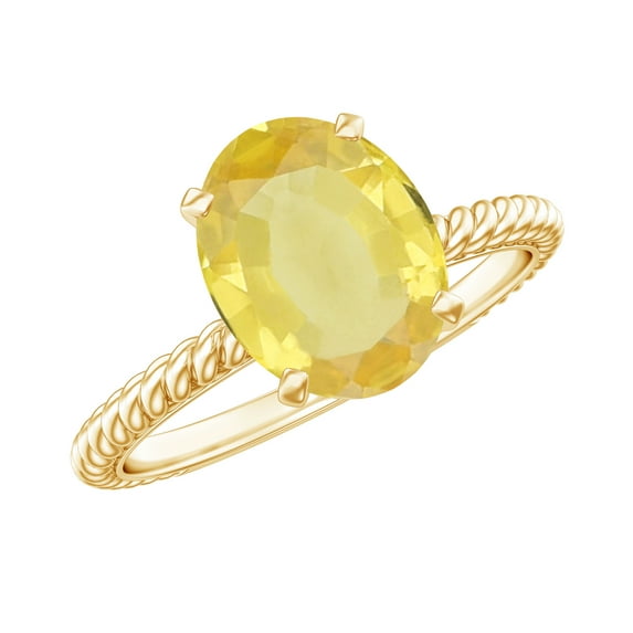 Rosec Jewels Lab Grown Yellow Sapphire Solitaire Ring with Surprise Diamond for Women - 8X10 mm, 18K Yellow Gold, US 4.50