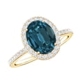 thumbnail image 1 of Rosec Jewels Ladies 2.5 CT Oval Cut London Blue Topaz Ring with Diamond Halo - December Birthstone Ring, 10K Yellow Gold, US 11.50, 1 of 8