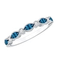 thumbnail image 1 of Rosec Jewels London Blue Topaz Anniversary Ring with Moissanite - Minimalist Half Eternity Ring - with Jewelry Box, 925 Sterling Silver, US 4.00, 1 of 8