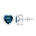 thumbnail image 1 of Rosec Jewels Real London Blue Topaz Heart Stud Earrings for Women - 4 Carat - AAA Quality - December Birthstone Earrings, 10K White Gold, 1 of 6
