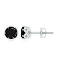thumbnail image 1 of Rosec Jewels Lotus Basket Set Black Spinel Solitaire Stud Earrings with Diamond Accent, 18K White Gold, 1 of 9