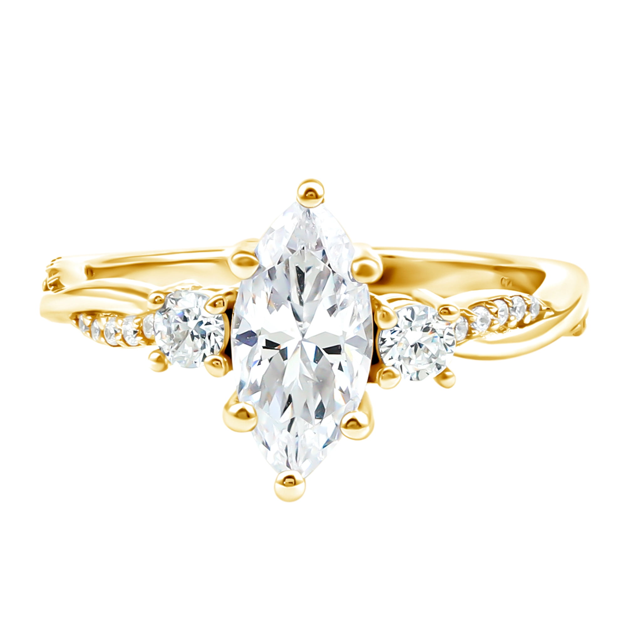Rosec Jewels Certified Lab Grown Diamond Marquise Engagement Ring 1 Carat - EF-VS1 Quality - Diamond Solitaire Ring for Women, 10K Yellow Gold, US 6.50