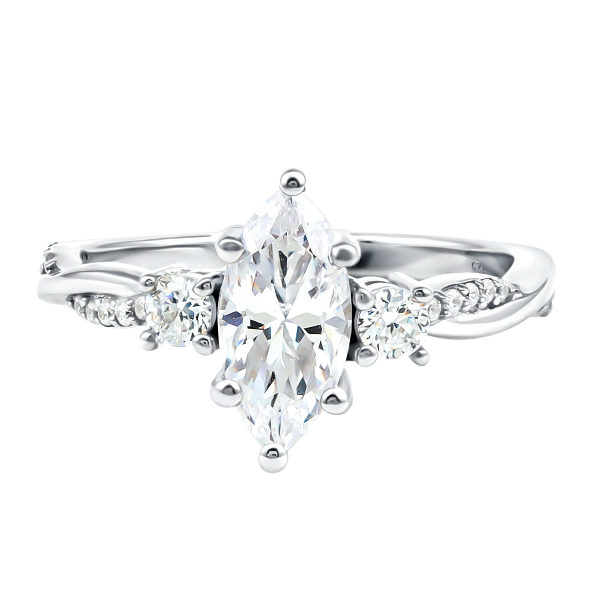 Rosec Jewels Certified Lab Grown Diamond Marquise Engagement Ring 1 Carat - EF-VS1 Quality - Diamond Solitaire Ring for Women, 14K White Gold, US 13.00