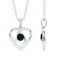 thumbnail image 1 of Rosec Jewels Minimal Black Onyx Gold Heart Necklace For Women, 10K White Gold, 1 of 7