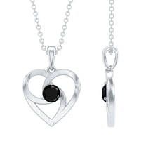 Rosec Jewels Minimal Black Onyx Gold Heart Necklace For Women, 925 Sterling Silver