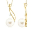 thumbnail image 1 of Rosec Jewels Minimal Freshwater Pearl Dangle Pendant with Diamond for Women (10 mm), 10K Yellow Gold, 1 of 7