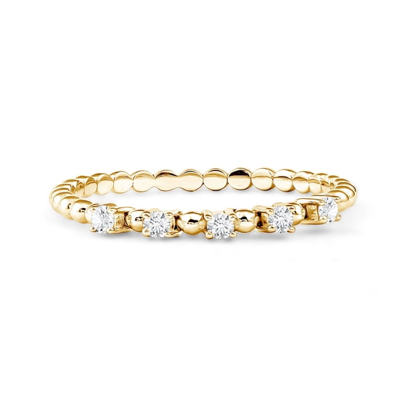 Rosec Jewels Minimal Lab Grown Diamond Promise Ring for Women - EF-VS Quality Certified - Stackable Ring - Ready to Gift, 10K Yellow Gold, US 3.50