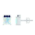 thumbnail image 1 of Rosec Jewels Minimal Stud Earrings with Ethiopian Opal and Blue Sapphire for Women - AAA Grade, 925 Sterling Silver, 1 of 8