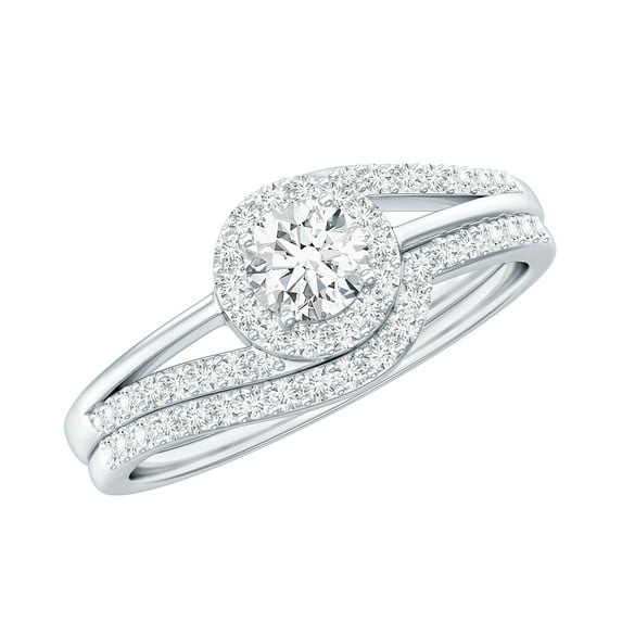 Rosec Jewels Certified Moissanite Bridal Ring Set of 2 - D-VS1 Quality Moissanite Engagement Ring with Enhancer, 925 Sterling Silver, US 11.00