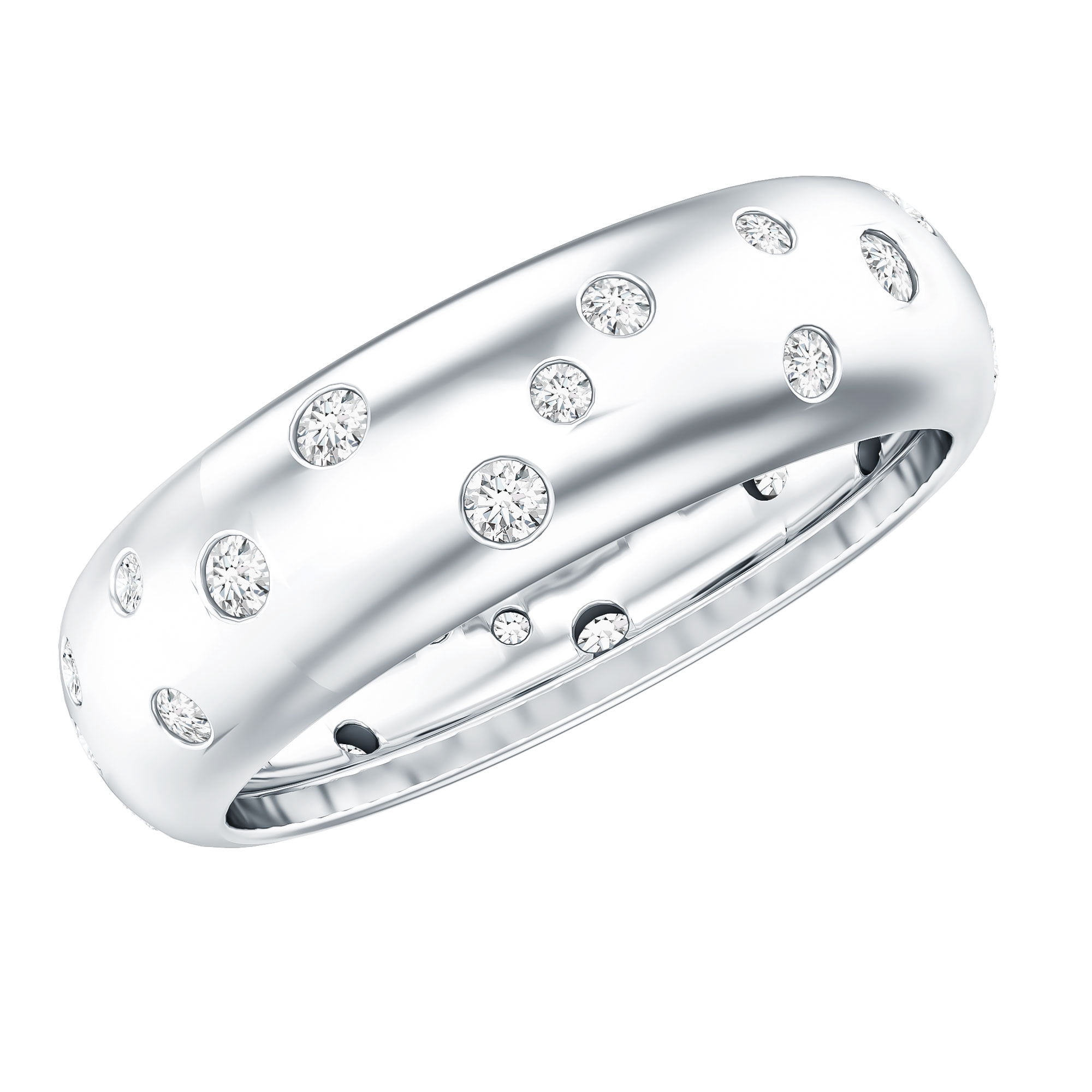 Rosec Jewels Moissanite Band in Flush Setting - D Color VS1 Clarity ...