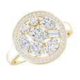 thumbnail image 1 of Rosec Jewels Moissanite Cocktail Ring for Women - D-VS1 Quality Certified Moissanite Large Cluster Ring with Halo - Ready to Gift, 10K Yellow Gold, US 4.50, 1 of 9