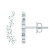 Rosec Jewels Moissanite Diamond Crawler Earrings for Women, Ear Crawler Earrings Stud (D-VS1 Grade), 925 Sterling Silver