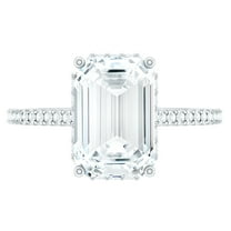 Rosec Jewels Moissanite Emerald Cut Engagement Ring 2 Carat - D-VS1 Quality Certified Moissanite Ring (6x8 MM), with Jewelry Box, 925 Sterling Silver, US 4.00