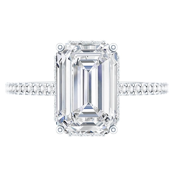 Rosec Jewels Moissanite Emerald Cut Engagement Ring 2 Carat - D-VS1 Quality Certified Moissanite Ring (6x8 MM), with Jewelry Box, 925 Sterling Silver, US 4.00
