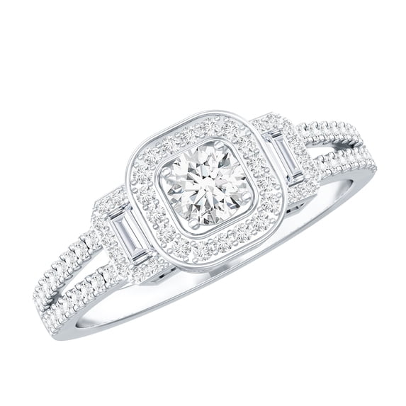 Rosec Jewels Moissanite Engagement Ring for Women, Vintage Inspired Ring (0.75 CT, D-VS1 Quality), 925 Sterling Silver, US 4.00