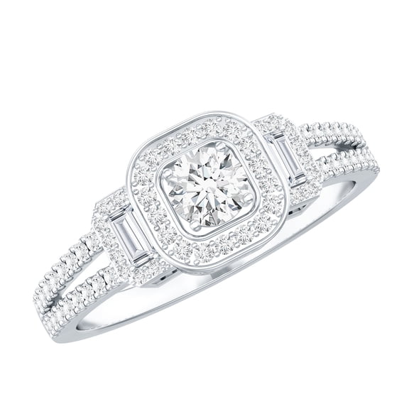 Rosec Jewels Moissanite Engagement Ring for Women, Vintage Inspired Ring (D-VS1 Quality), 925 Sterling Silver, US 4.00