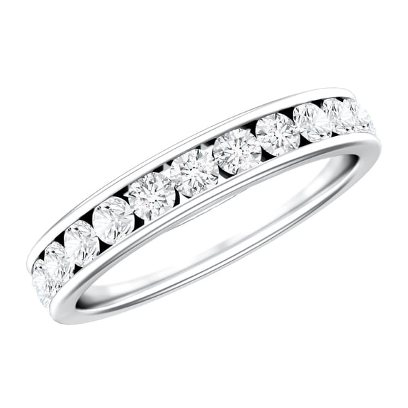Rosec Jewels Moissanite Eternity Ring - Wedding Anniversary Ring - D-VS1 Grade Certified, 925 Sterling Silver, US 4.00