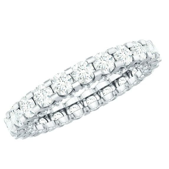 Rosec Jewels Moissanite Eternity Ring for Women - Certified Moissanite Wedding Band - D-VS1 Quality - with Jewelry Box, 14K White Gold, US 13.00