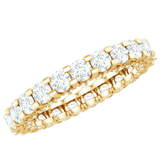 Rosec Jewels Moissanite Eternity Ring for Women - Certified Moissanite Wedding Band - D-VS1 Quality - with Jewelry Box, 18K Yellow Gold, US 4.00