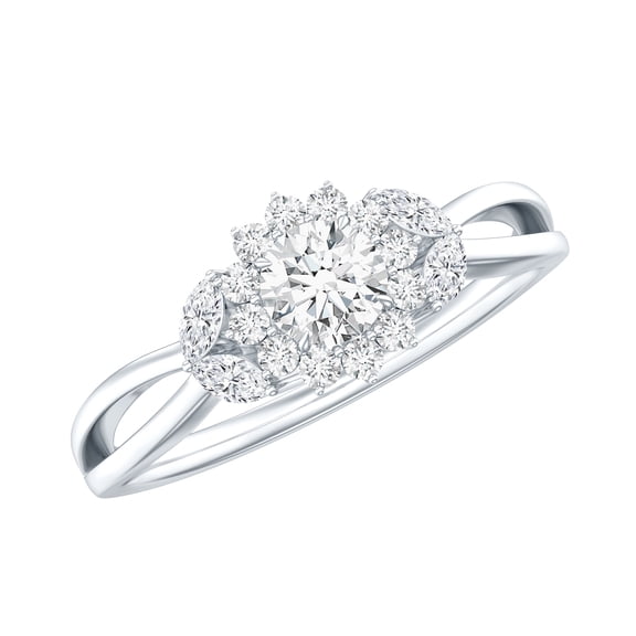 Rosec Jewels Moissanite Flower Engagement Ring for Women (D-VS1 Quality Certified) - Cluster Ring with Jewelry Box, 925 Sterling Silver, US 4.00