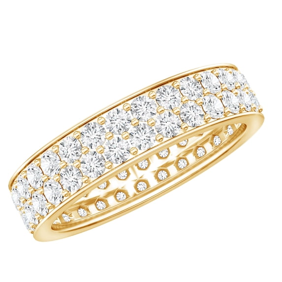 Rosec Jewels Certified Moissanite Wedding Band Ring - Eternity Band - D-VS1 Quality, 18K Yellow Gold, US 9.50