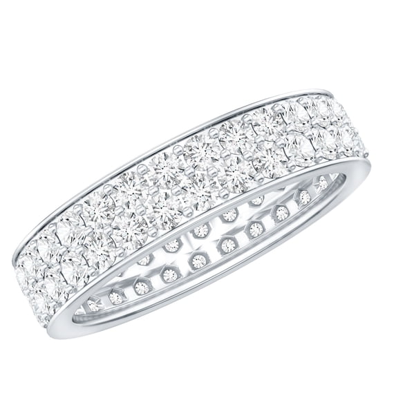 Rosec Jewels Certified Moissanite Wedding Band Ring - Eternity Band - D-VS1 Quality, 925 Sterling Silver, US 4.00