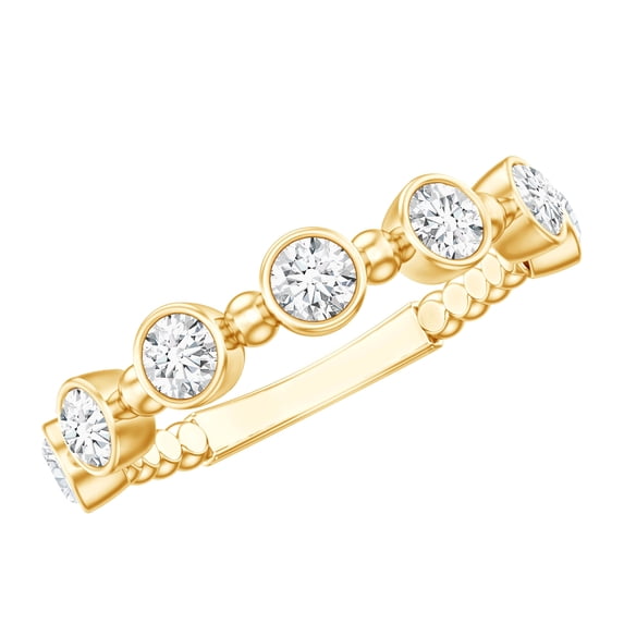 Rosec Jewels Certified Moissanite Half Eternity Ring for Women - Bezel Set Moissanite Ring - D-VS1 Quality - Ready to Gift, 14K Yellow Gold, US 11.00