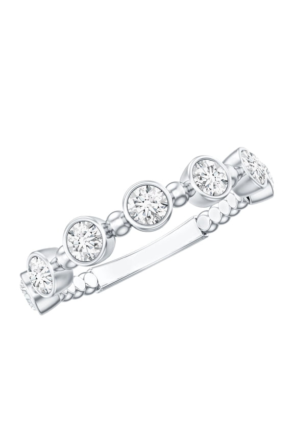 Certified Moissanite Half Eternity Ring for Women - Bezel Set Moissanite Ring - D-VS1 Quality - Ready to Gift, 925 Sterling Silver, US 4.00