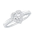 thumbnail image 1 of Rosec Jewels Moissanite Heart Shape Engagement Ring with Halo - D-VS1 Quality Certified - with Jewelry Box, 925 Sterling Silver, US 4.00, 1 of 8