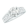 thumbnail image 1 of Rosec Jewels Solitaire Moissanite Round Engagement Ring 1 Carat - Celtic Knot Ring - 7 mm - D-VS1 Quality Certified, 18K White Gold, US 7.50, 1 of 9