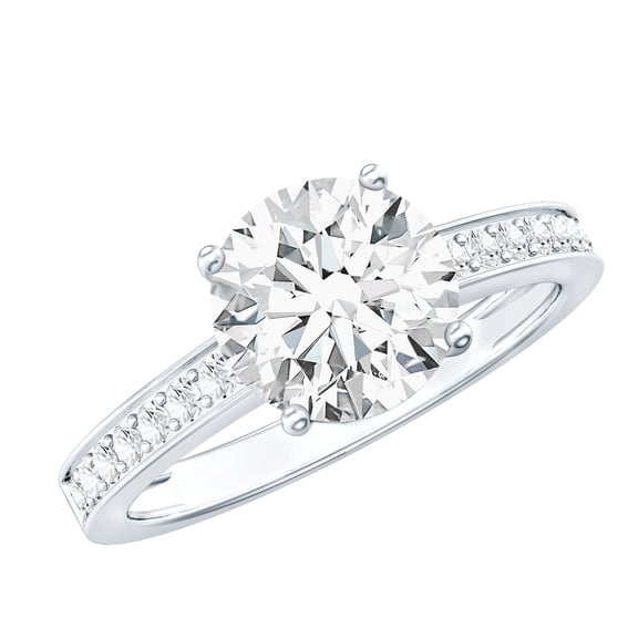 Rosec Jewels Moissanite Solitaire Engagement Ring 2 Carat - 8 mm Moissanite Ring for Women - D-VS1 Grade - with Jewelry Box, 925 Sterling Silver, US 4.00