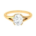 thumbnail image 1 of Rosec Jewels Certified Moissanite Oval Engagement Ring 2 Carat - Split Shank Ring (7X9 mm, D-VS1 Quality), 10K Yellow Gold, US 10.00, 1 of 8