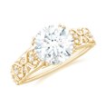 thumbnail image 1 of Rosec Jewels Moissanite Solitaire Engagement Ring for Women (8 mm, 2 CT, D-VS1 Grade), 14K Yellow Gold, US 10.50, 1 of 8