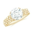 thumbnail image 1 of Rosec Jewels Moissanite Solitaire Engagement Ring for Women (8 mm, 2 CT, D-VS1 Grade), 18K Yellow Gold, US 3.50, 1 of 8