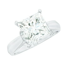 Rosec Jewels Moissanite Solitaire Engagement Ring 3 Ct - 8 mm Princess Cut Moissanite Ring for Women - D-VS1 Quality Certified, 925 Sterling Silver, US 4.00