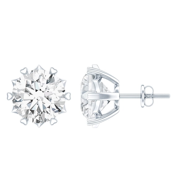 Rosec Jewels Moissanite Solitaire Stud Earrings for Women (7 mm, D-VS1 Quality Certified) - with Screw Back - Ready to Gift, 925 Sterling Silver