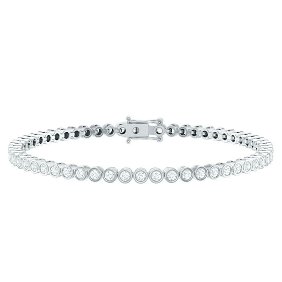 Rosec Jewels Moissanite Tennis Bracelet 3 Carat (D-VS1 Quality Certified) - Bezel Set Bracelet for Mom, 18K White Gold, 7.0 inches