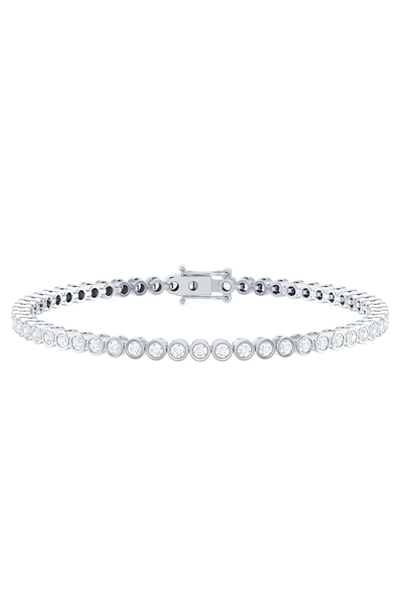 Moissanite Tennis Bracelet 3 Carat (D-VS1 Quality Certified) - Bezel Set Bracelet for Mom, 925 Sterling Silver, 6.0 inches