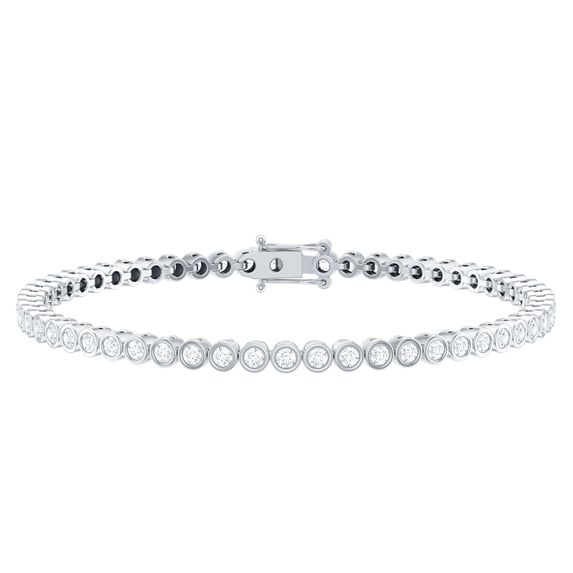 Rosec Jewels Moissanite Tennis Bracelet 3 Carat (D-VS1 Quality Certified) - Bezel Set Bracelet for Mom, 925 Sterling Silver, 7.5 inches
