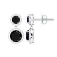 thumbnail image 1 of Rosec Jewels Natural Black Onyx Dangle Earrings with Moissanite Halo for Women (AAA Quality), 10K White Gold, 1 of 8